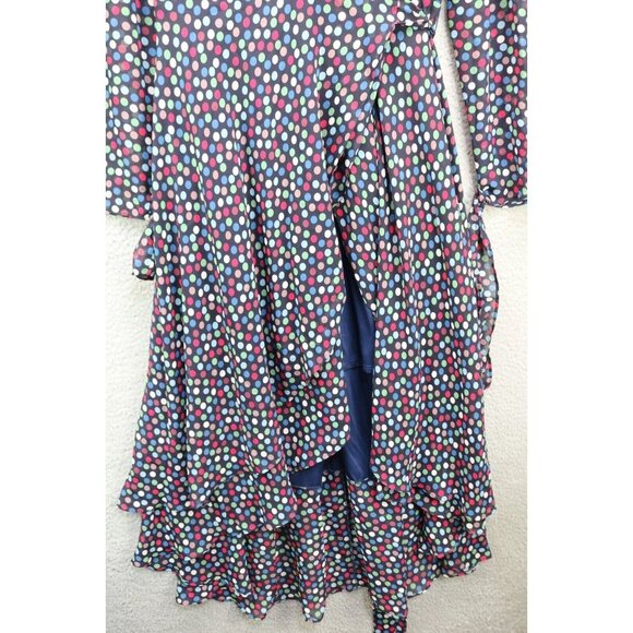 Betsy Johnson Polka Dot Long Sleeve Maxi Wrap Dress-Size 14-Fairy Grunge - Picture 7 of 14